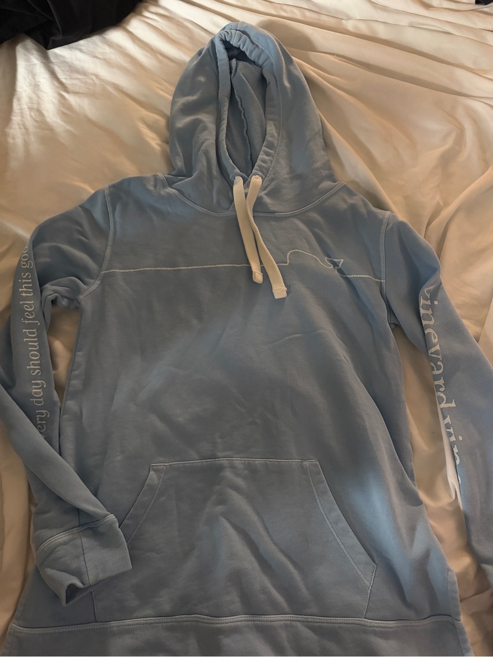 Vineyard Vines Light Blue Hoodie with Cream Drawcords
